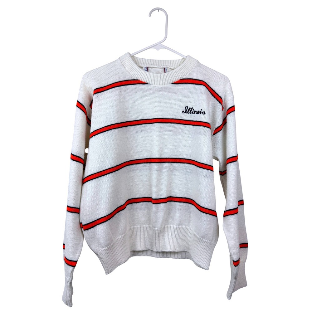 Vintage Illinois Fighting Illini Striped Knit Sweater Mens Medium